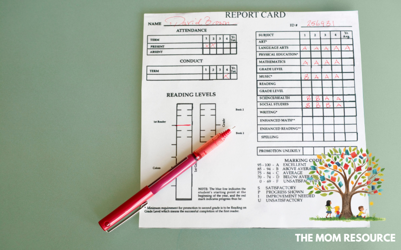 homeschool report card template